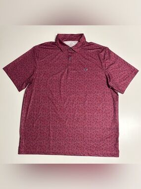 Vineyard Vines Performance Men's Red Golf Polo Shirt XL - Martini Glass Print